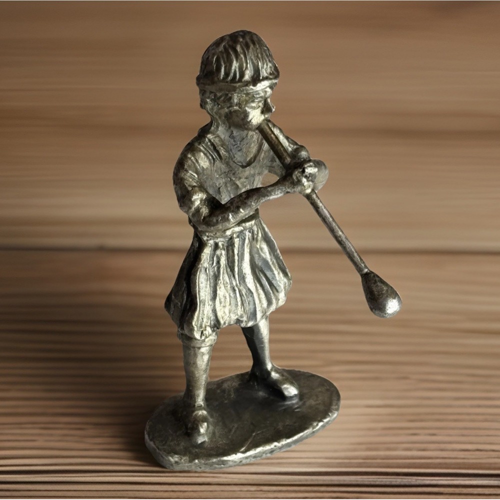 Vintage Pewter Glass Blower Figurine